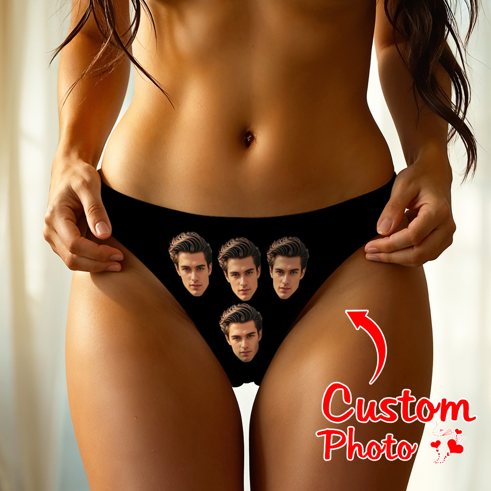 Custom Big Face Thong Personalized Photo Panties Valentine's Gift For Her - MyFaceBoxer