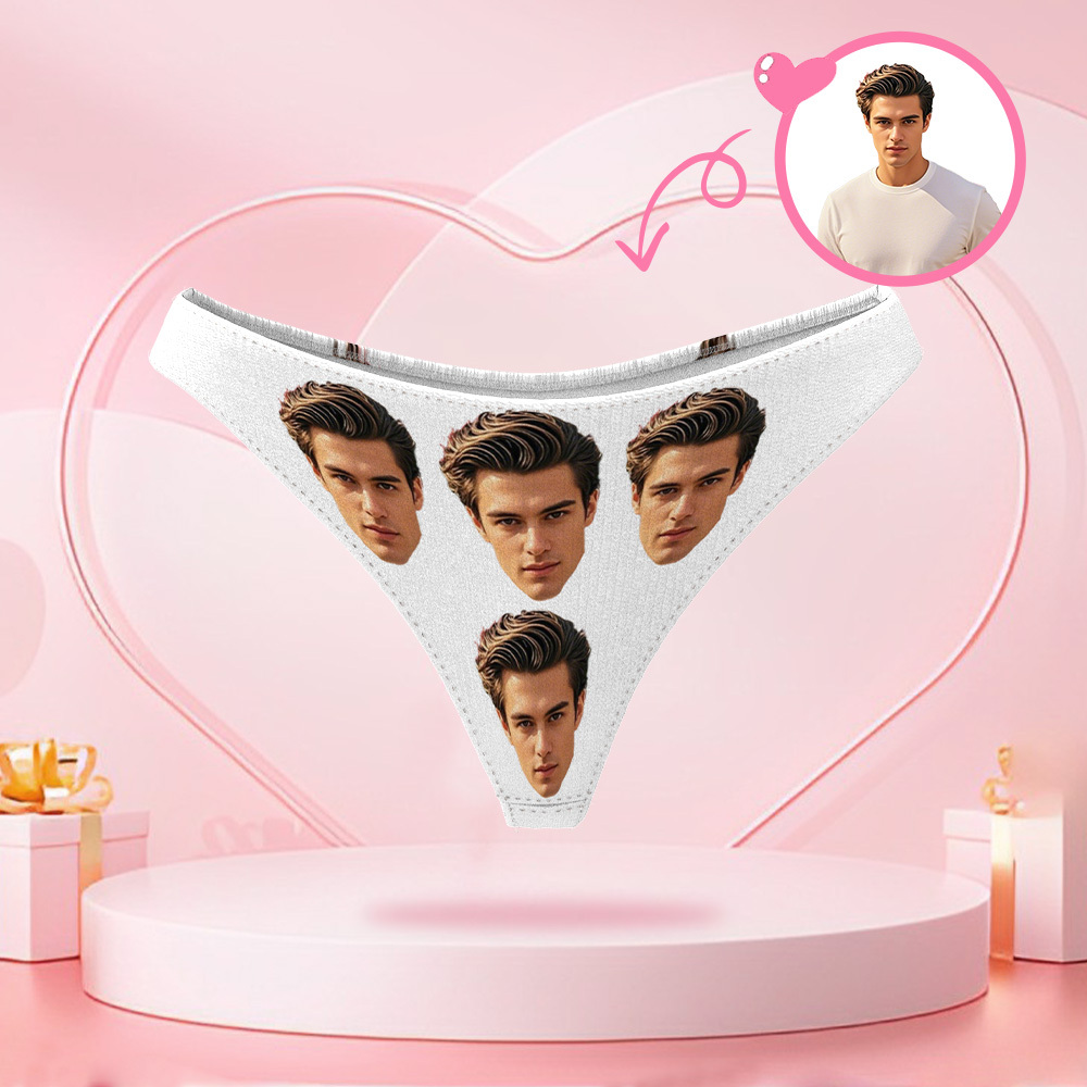 Custom Big Face Thong Personalized Photo Panties Valentine's Gift For Her - MyFaceBoxer