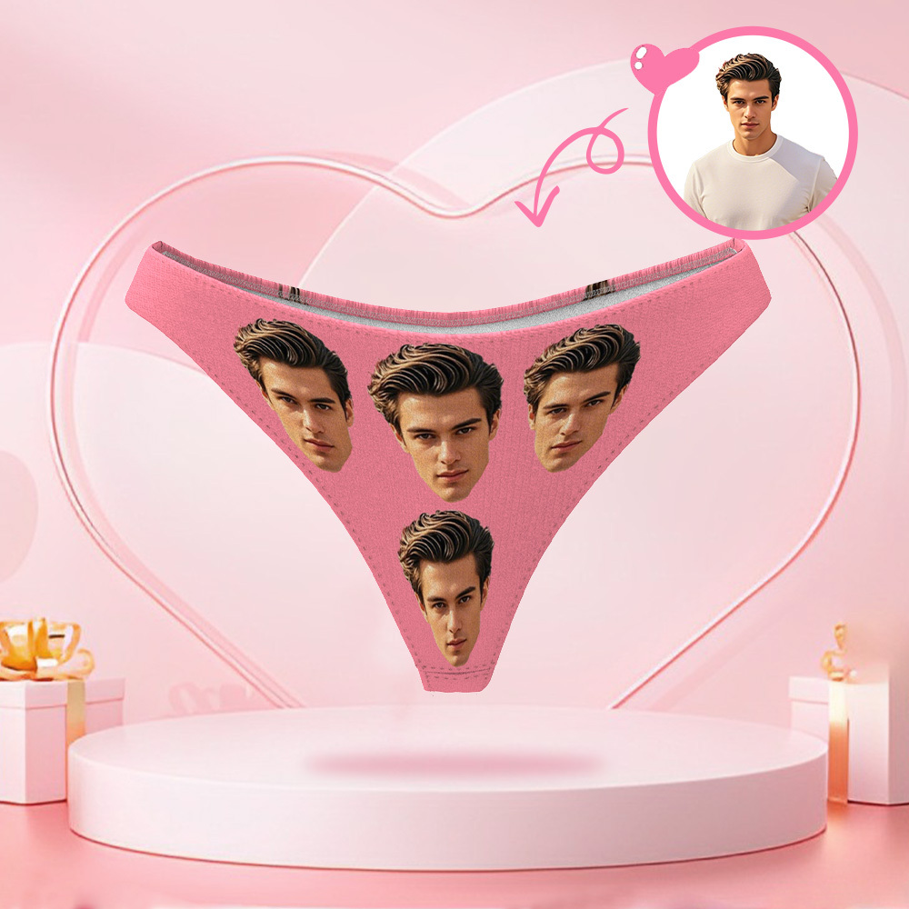 Custom Big Face Thong Personalized Photo Panties Valentine's Gift For Her - MyFaceBoxer