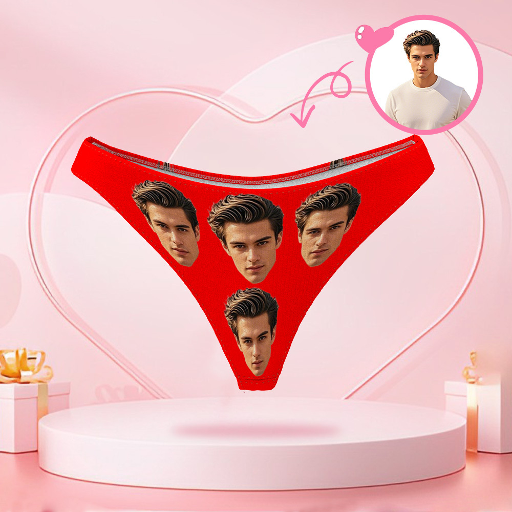Custom Big Face Thong Personalized Photo Panties Valentine's Gift For Her - MyFaceBoxer