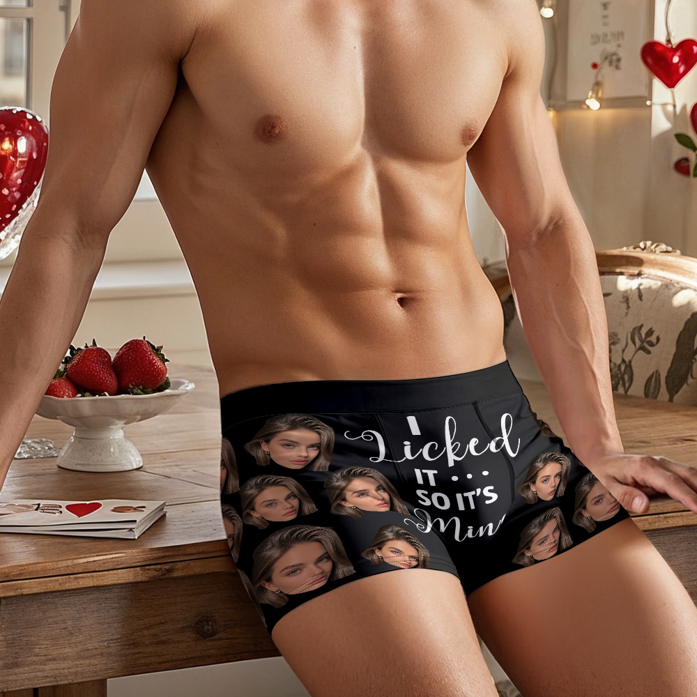Men's Customized Big Face Boxer It's Mine Valentine's Day Funny Gift For Him - MyFaceBoxer