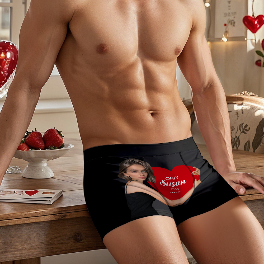 Custom Men's Boxers Personalized Face Boxers with Name Hold Love Valentine's Gift - MyFaceBoxer