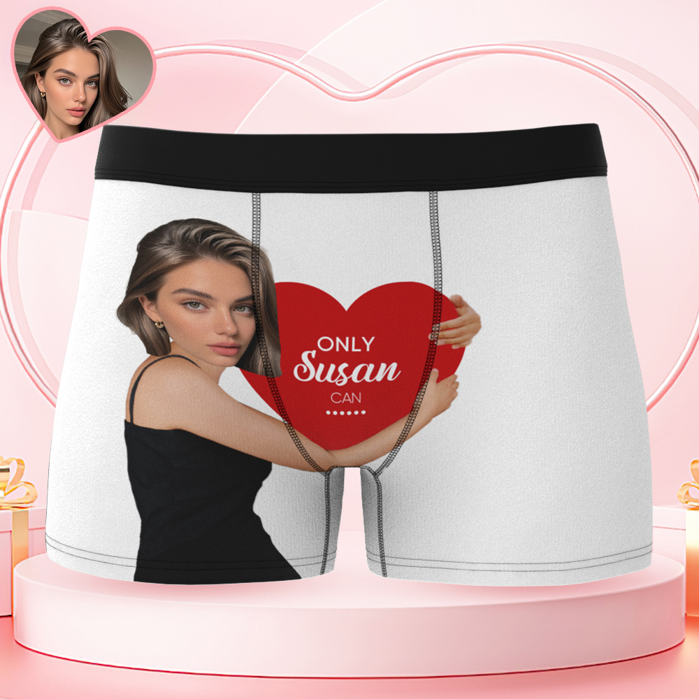Custom Men's Boxers Personalized Face Boxers with Name Hold Love Valentine's Gift - MyFaceBoxer