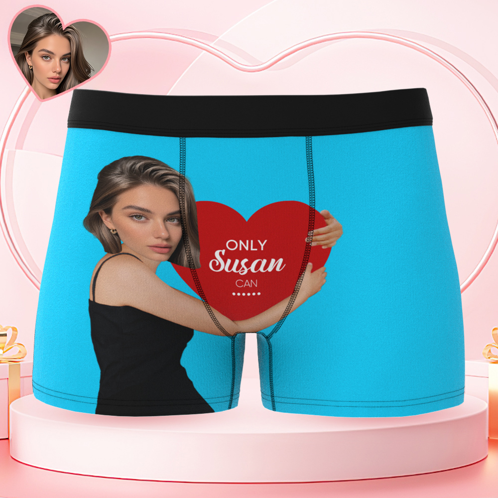 Custom Men's Boxers Personalized Face Boxers with Name Hold Love Valentine's Gift - MyFaceBoxer