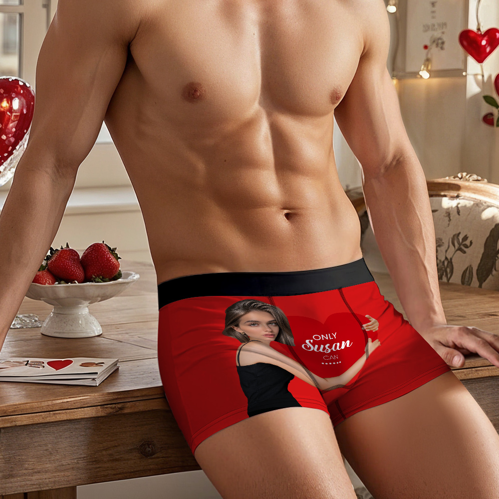 Custom Men's Boxers Personalized Face Boxers with Name Hold Love Valentine's Gift - MyFaceBoxer