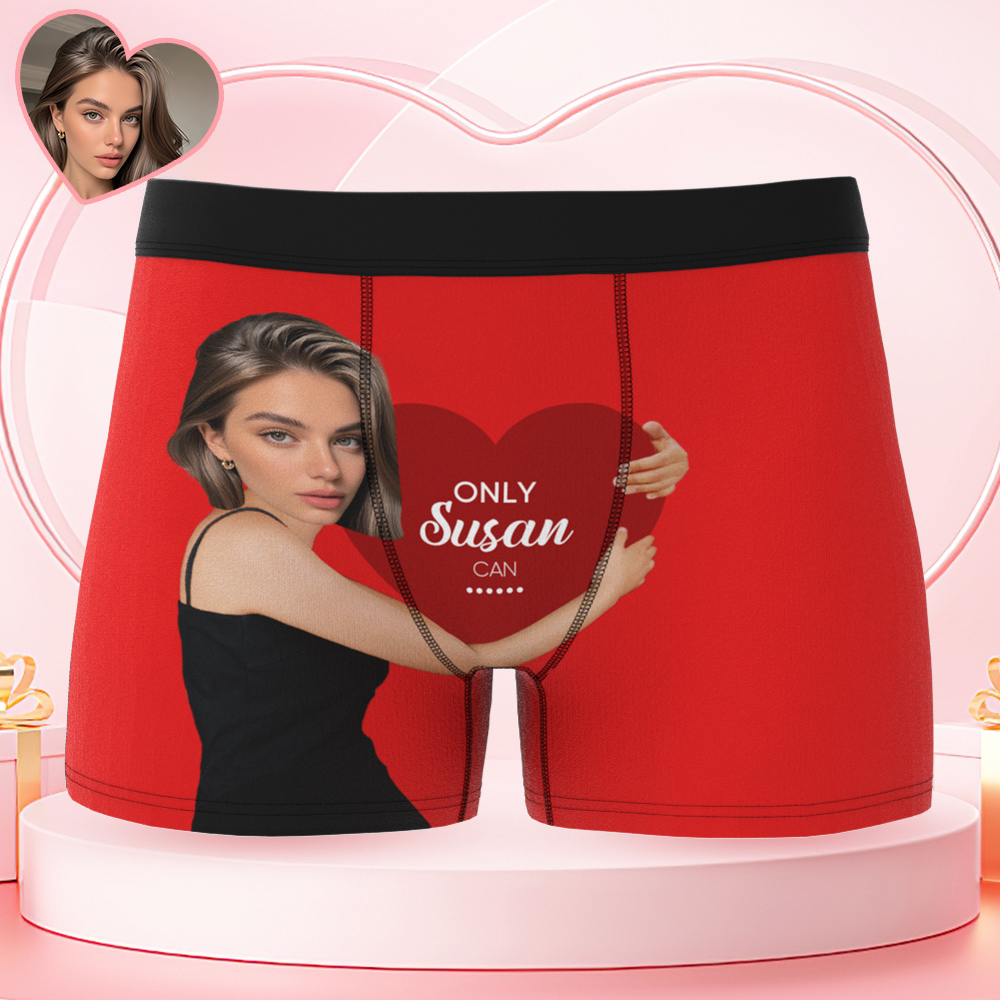Custom Men's Boxers Personalized Face Boxers with Name Hold Love Valentine's Gift - MyFaceBoxer