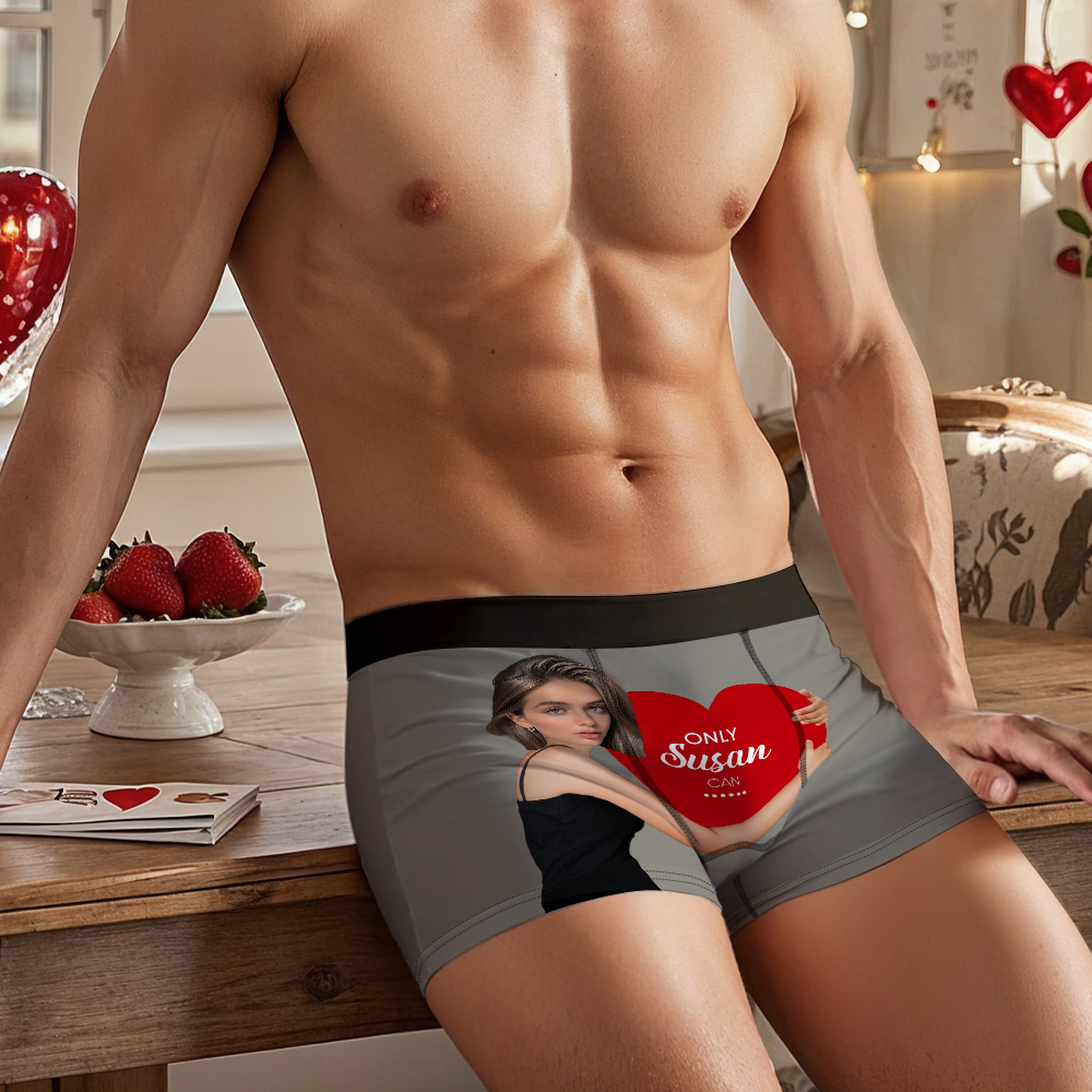 Custom Men's Boxers Personalized Face Boxers with Name Hold Love Valentine's Gift - MyFaceBoxer