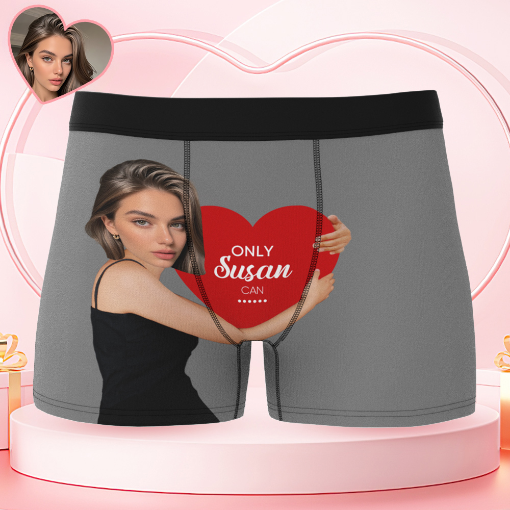 Custom Men's Boxers Personalized Face Boxers with Name Hold Love Valentine's Gift - MyFaceBoxer