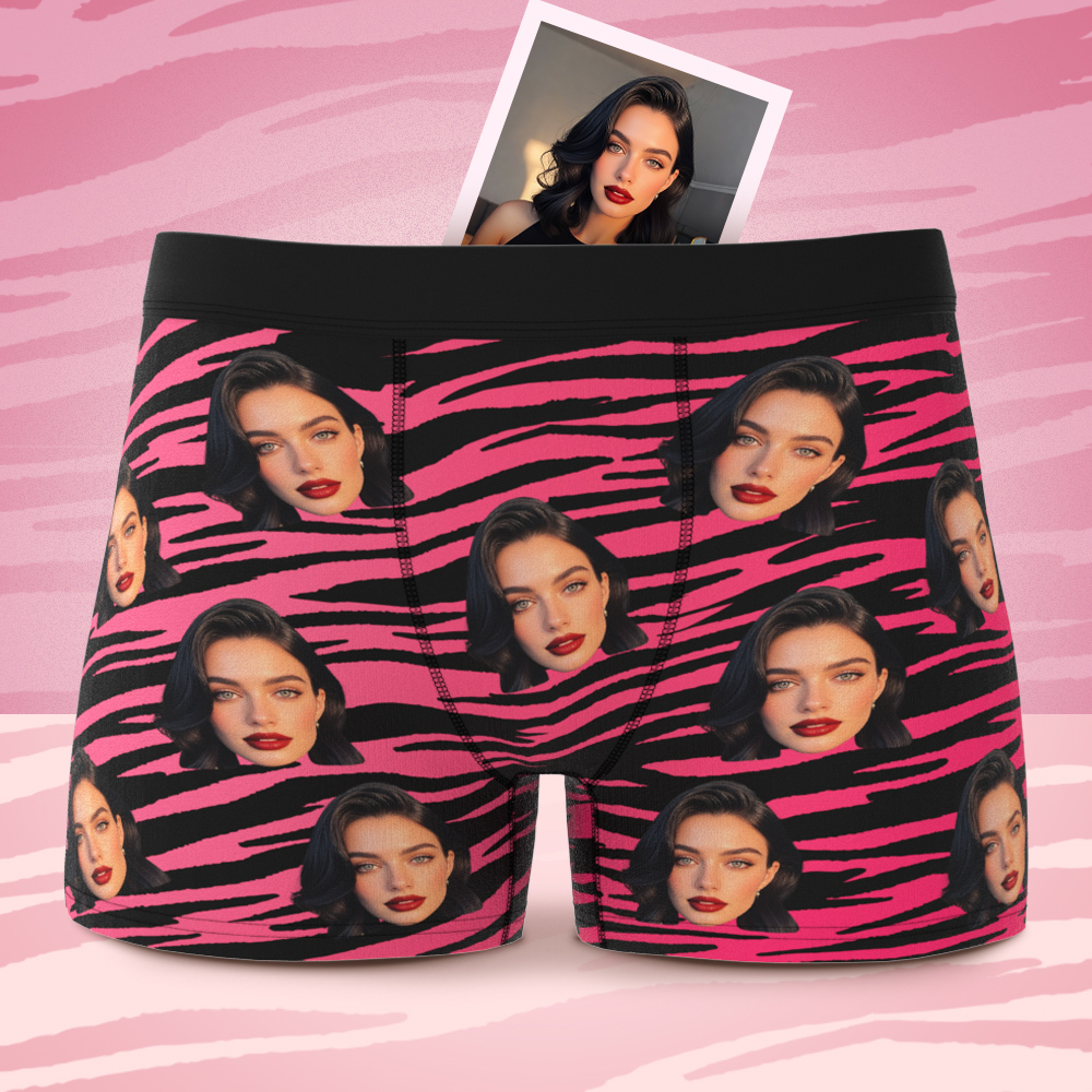 Valentine's Gift Custom Face Boxer Sexy Striped Underwear Personalized Boxer Briefs for Boyfriend - MyFaceBoxer