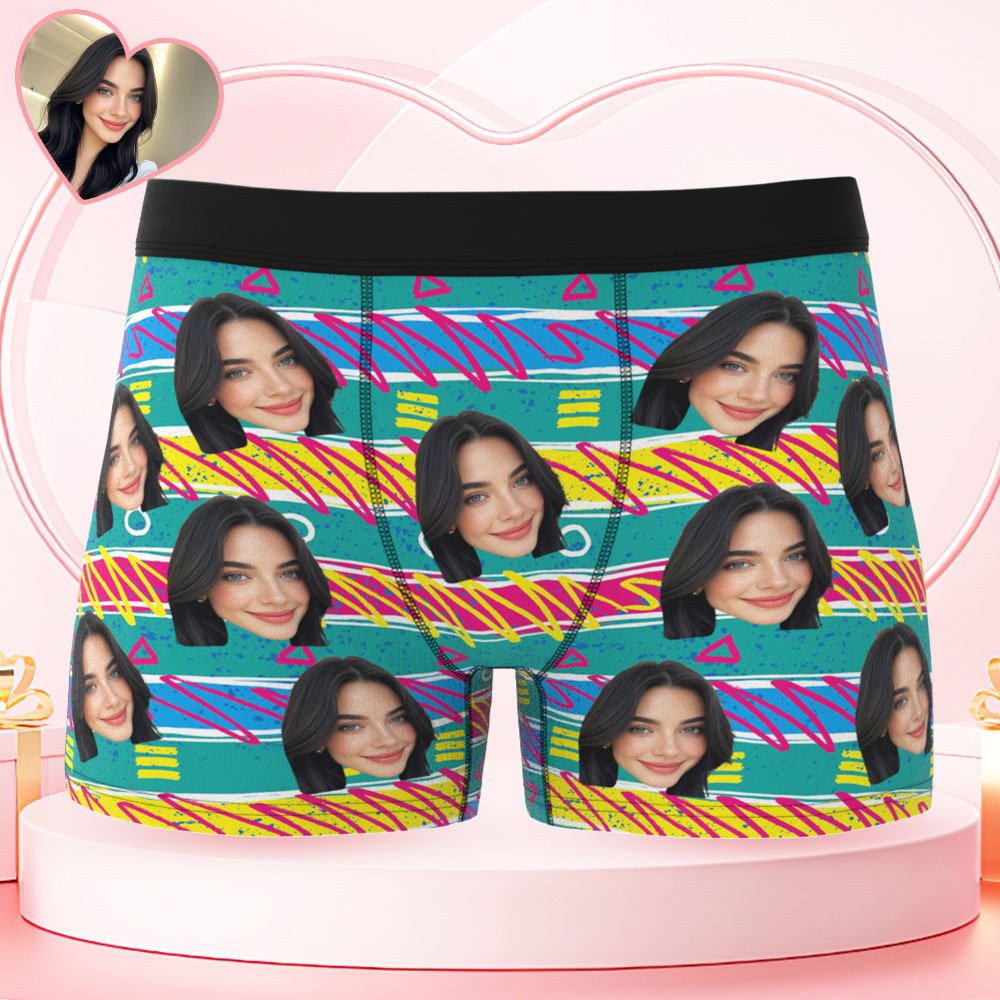 Valentine's Day Gift Custom Men's Face Boxer Personalized Boxer Briefs for Boyfriend/Husband(19 Backgrounds to Choose) - MyFaceBoxer