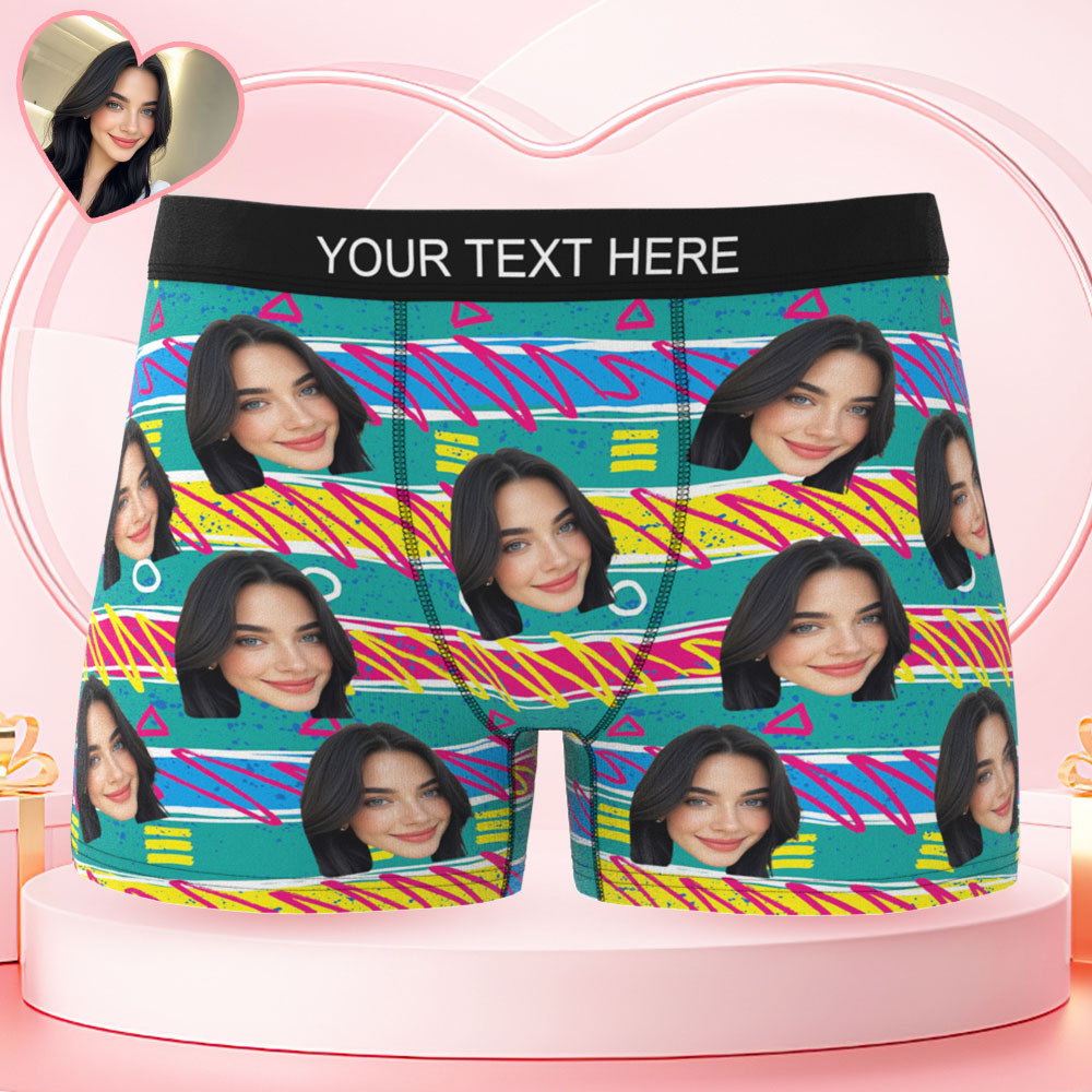 Valentine's Day Gift Custom Men's Face Boxer Personalized Boxer Briefs for Boyfriend/Husband(19 Backgrounds to Choose) - MyFaceBoxer