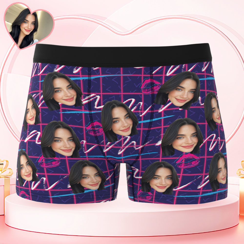 Valentine's Day Gift Custom Men's Face Boxer Personalized Boxer Briefs for Boyfriend/Husband(19 Backgrounds to Choose) - MyFaceBoxer