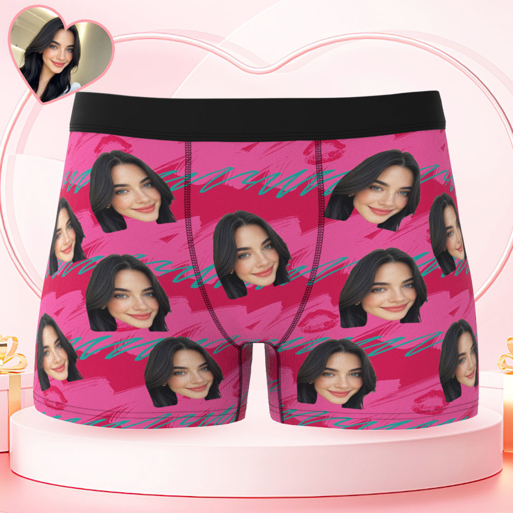 Valentine's Day Gift Custom Men's Face Boxer Personalized Boxer Briefs for Boyfriend/Husband(19 Backgrounds to Choose) - MyFaceBoxer
