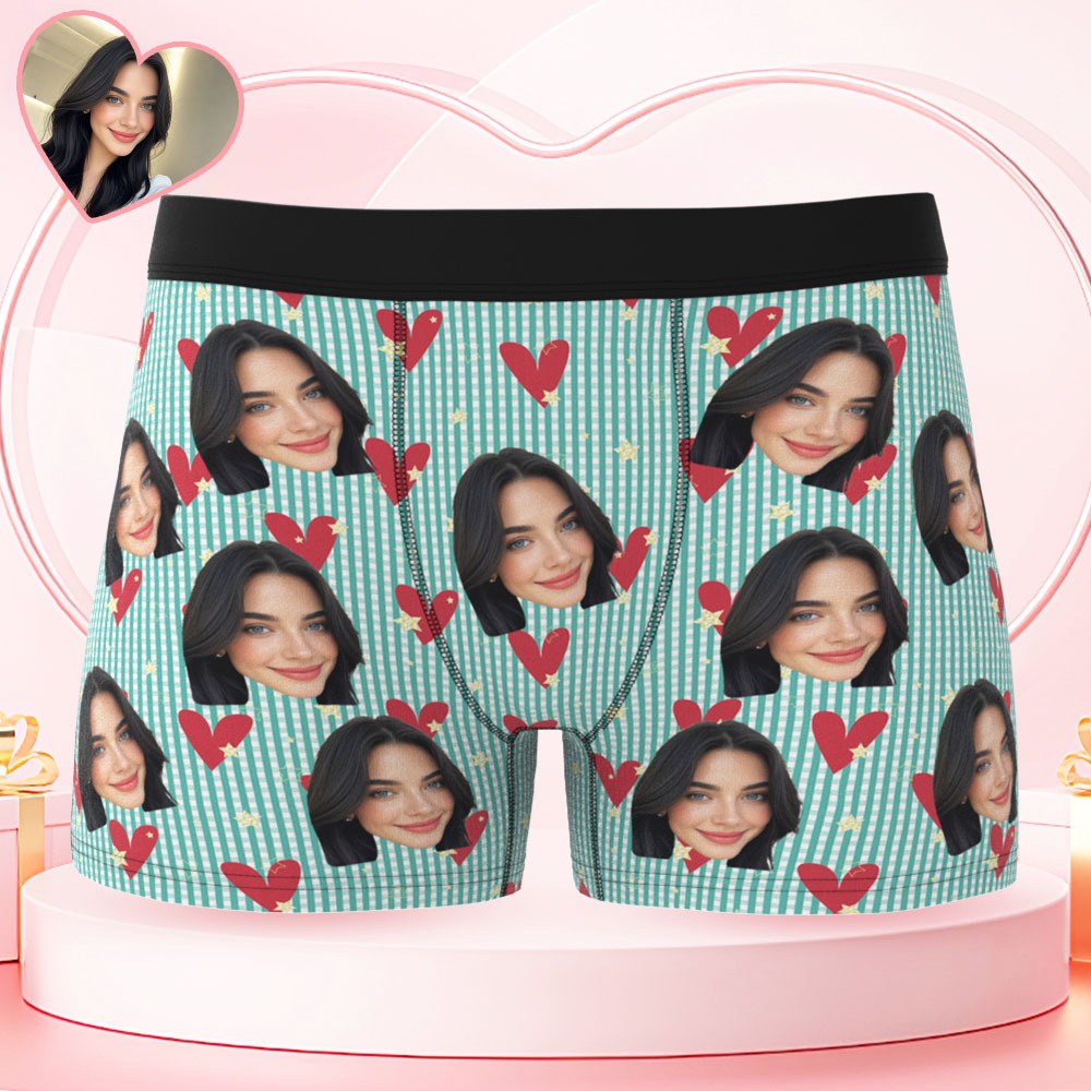 Valentine's Day Gift Custom Men's Face Boxer Personalized Boxer Briefs for Boyfriend/Husband(19 Backgrounds to Choose) - MyFaceBoxer