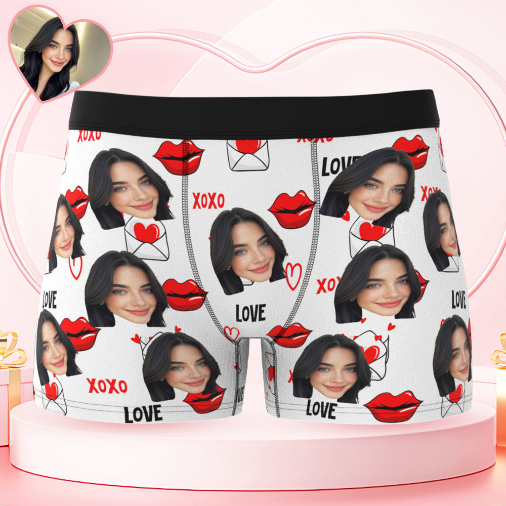 Valentine's Day Gift Custom Men's Face Boxer Personalized Boxer Briefs for Boyfriend/Husband(19 Backgrounds to Choose) - MyFaceBoxer