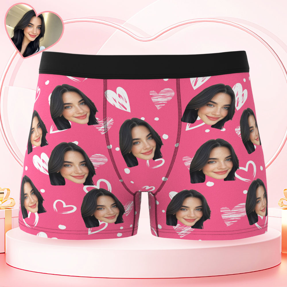 Valentine's Day Gift Custom Men's Face Boxer Personalized Boxer Briefs for Boyfriend/Husband(19 Backgrounds to Choose) - MyFaceBoxer