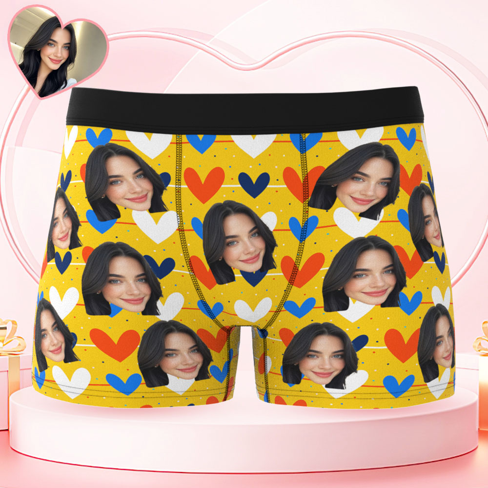 Valentine's Day Gift Custom Men's Face Boxer Personalized Boxer Briefs for Boyfriend/Husband(19 Backgrounds to Choose) - MyFaceBoxer