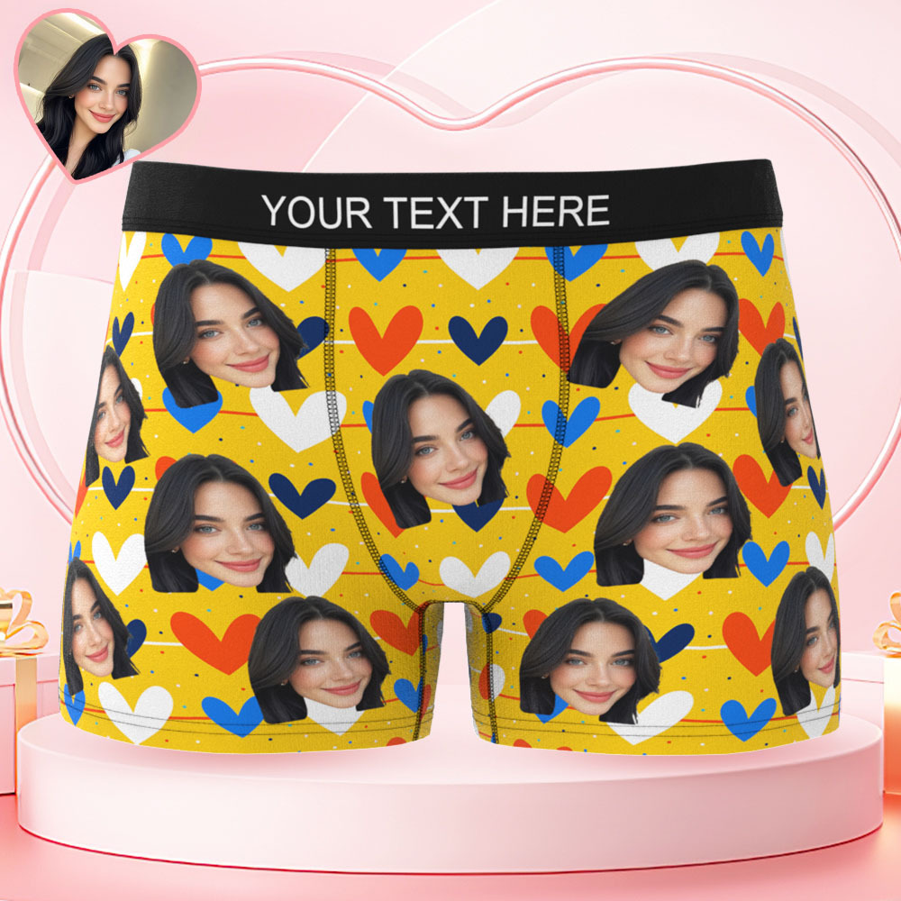 Valentine's Day Gift Custom Men's Face Boxer Personalized Boxer Briefs for Boyfriend/Husband(19 Backgrounds to Choose) - MyFaceBoxer