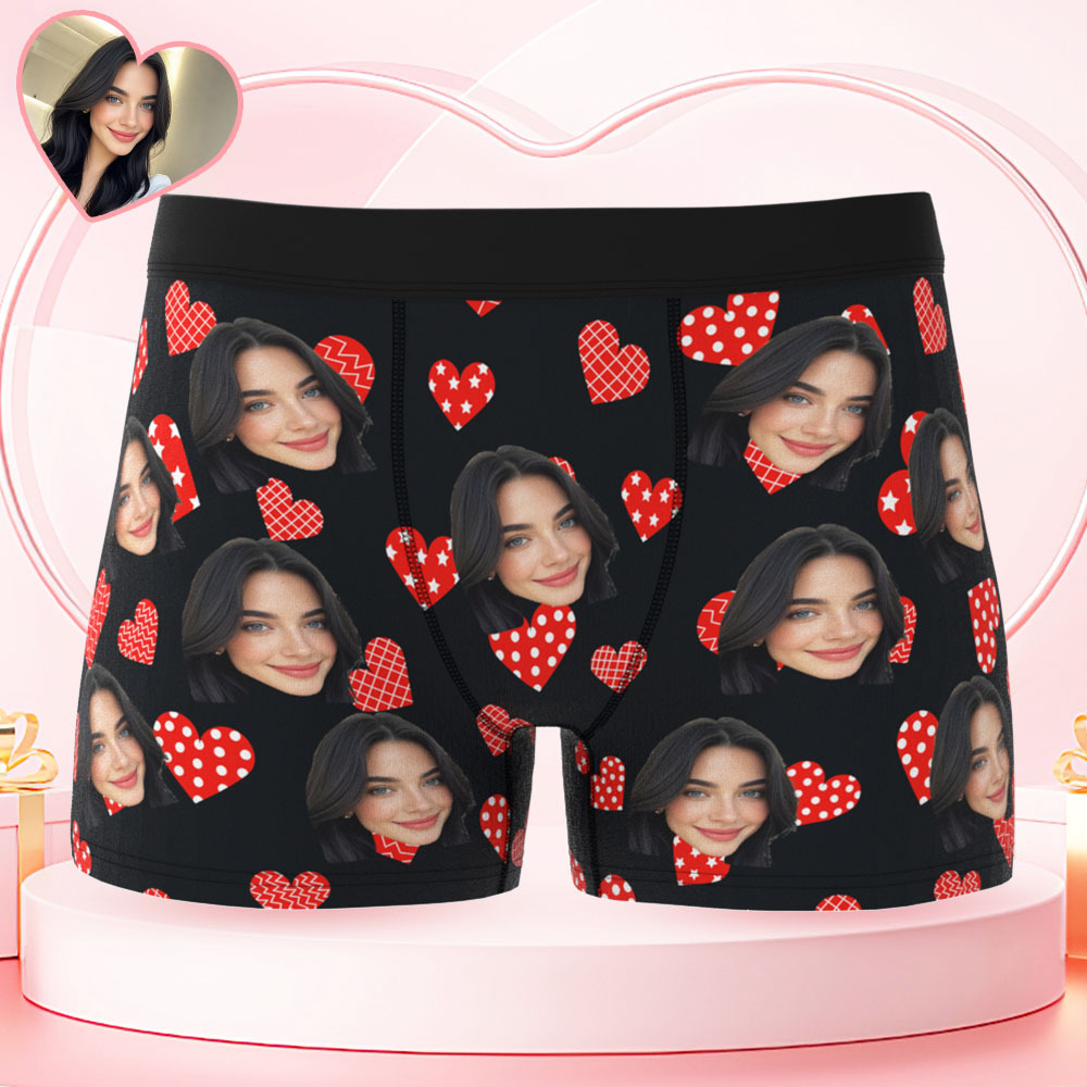 Valentine's Day Gift Custom Men's Face Boxer Personalized Boxer Briefs for Boyfriend/Husband(19 Backgrounds to Choose) - MyFaceBoxer