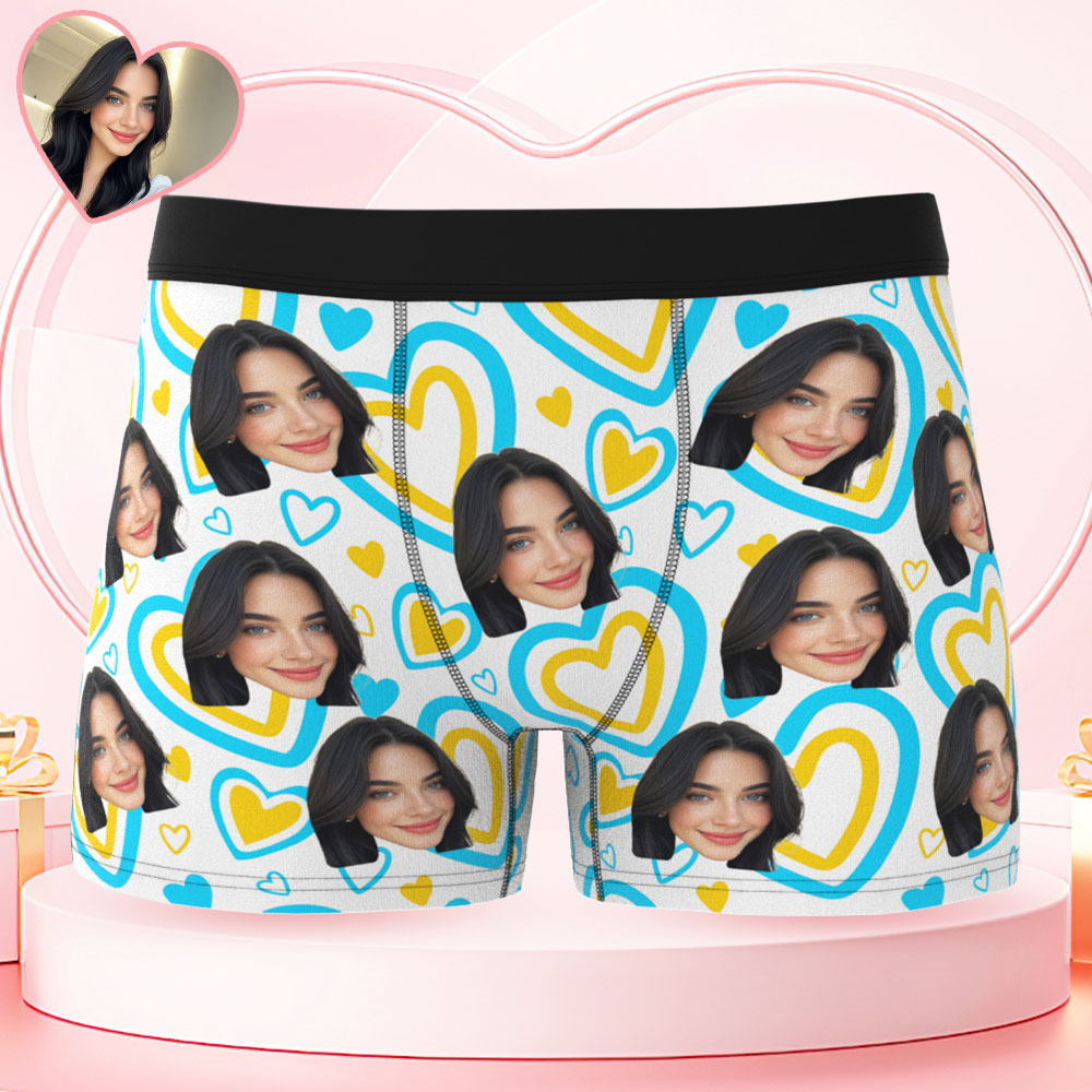Valentine's Day Gift Custom Men's Face Boxer Personalized Boxer Briefs for Boyfriend/Husband(19 Backgrounds to Choose) - MyFaceBoxer