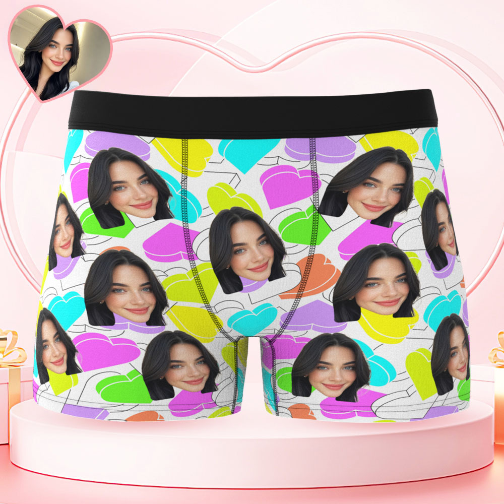Valentine's Day Gift Custom Men's Face Boxer Personalized Boxer Briefs for Boyfriend/Husband(19 Backgrounds to Choose) - MyFaceBoxer