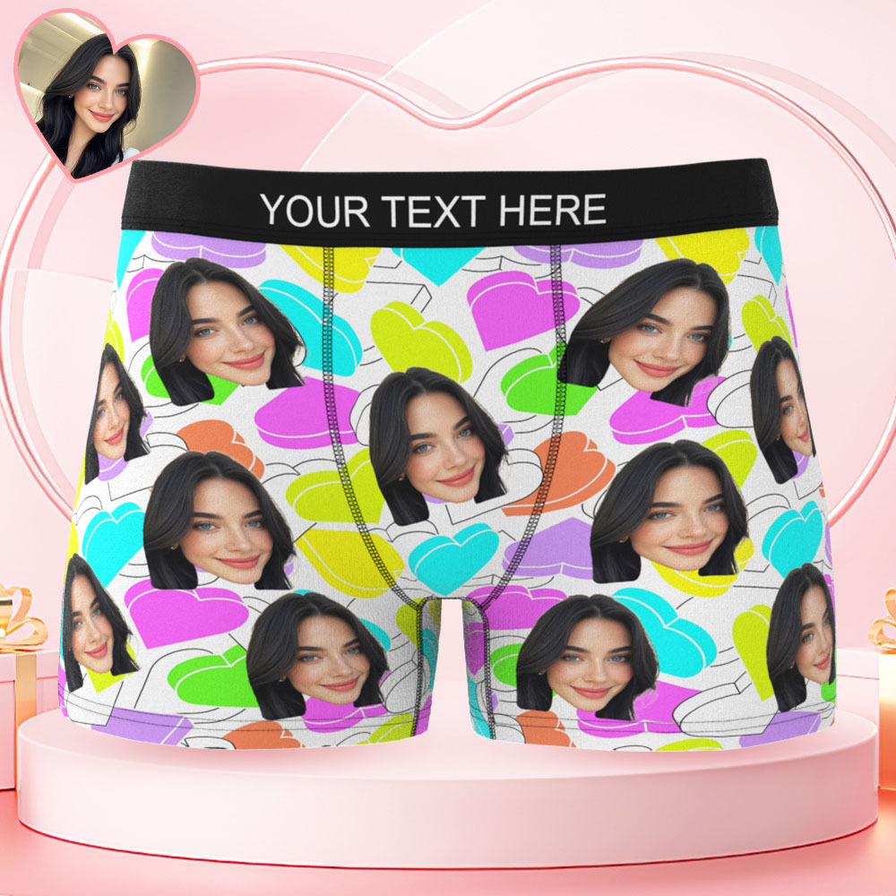 Valentine's Day Gift Custom Men's Face Boxer Personalized Boxer Briefs for Boyfriend/Husband(19 Backgrounds to Choose) - MyFaceBoxer
