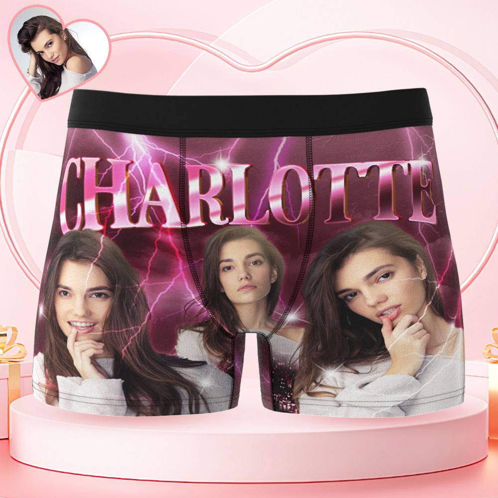 Custom Men's Boxers Personalized Girlfriend Photo Vintage Boxer Briefs Valentine's Gift