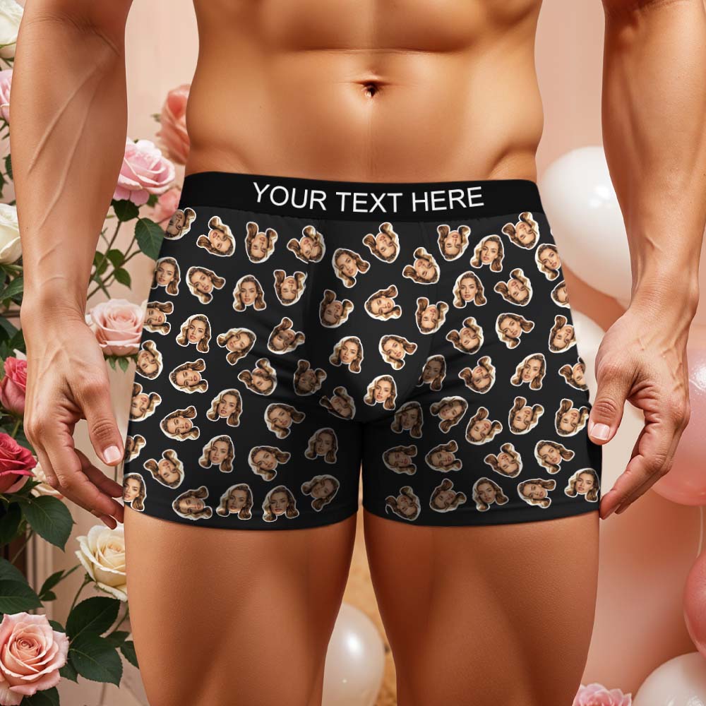 Valentine's Gift Custom Mini Face Boxer Personalized Boxer Briefs for Boyfriend