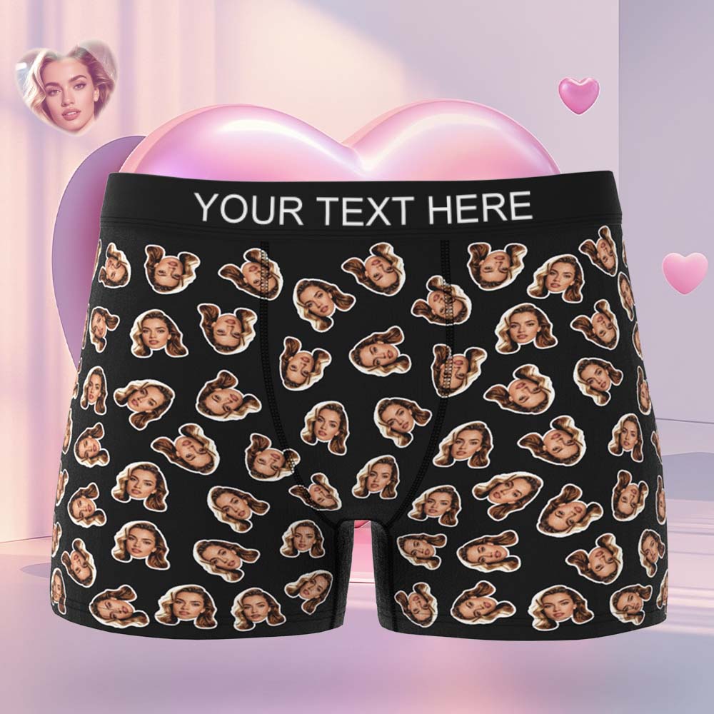 Valentine's Gift Custom Mini Face Boxer Personalized Boxer Briefs for Boyfriend
