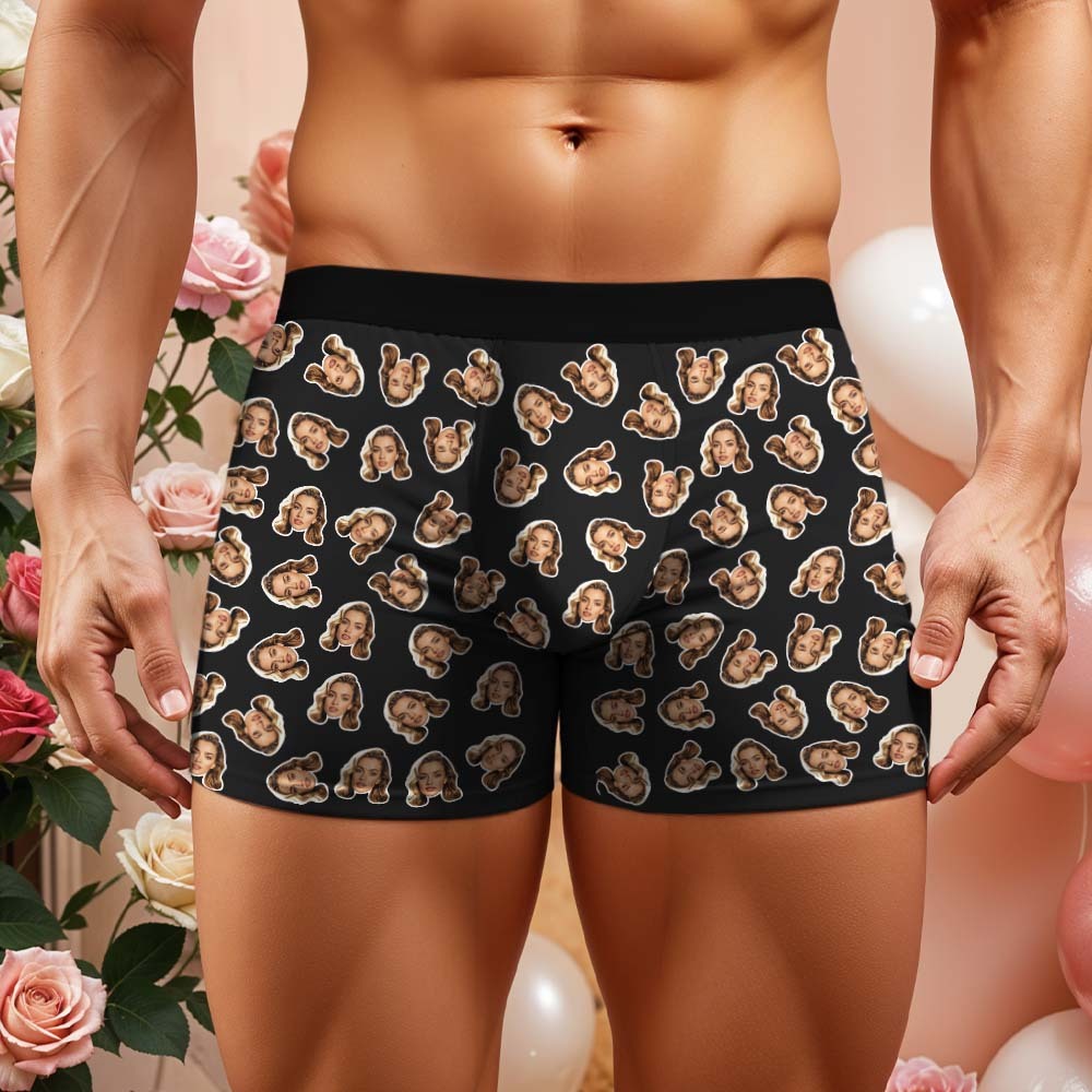 Valentine's Gift Custom Mini Face Boxer Personalized Boxer Briefs for Boyfriend - MyFaceBoxer