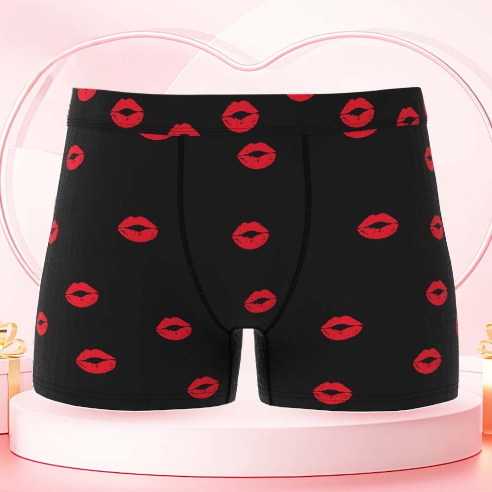 Custom Men's Boxer Shorts Personalized Romantic Boxer Briefs with Name Valentine's Day Gift - MyFaceBoxer
