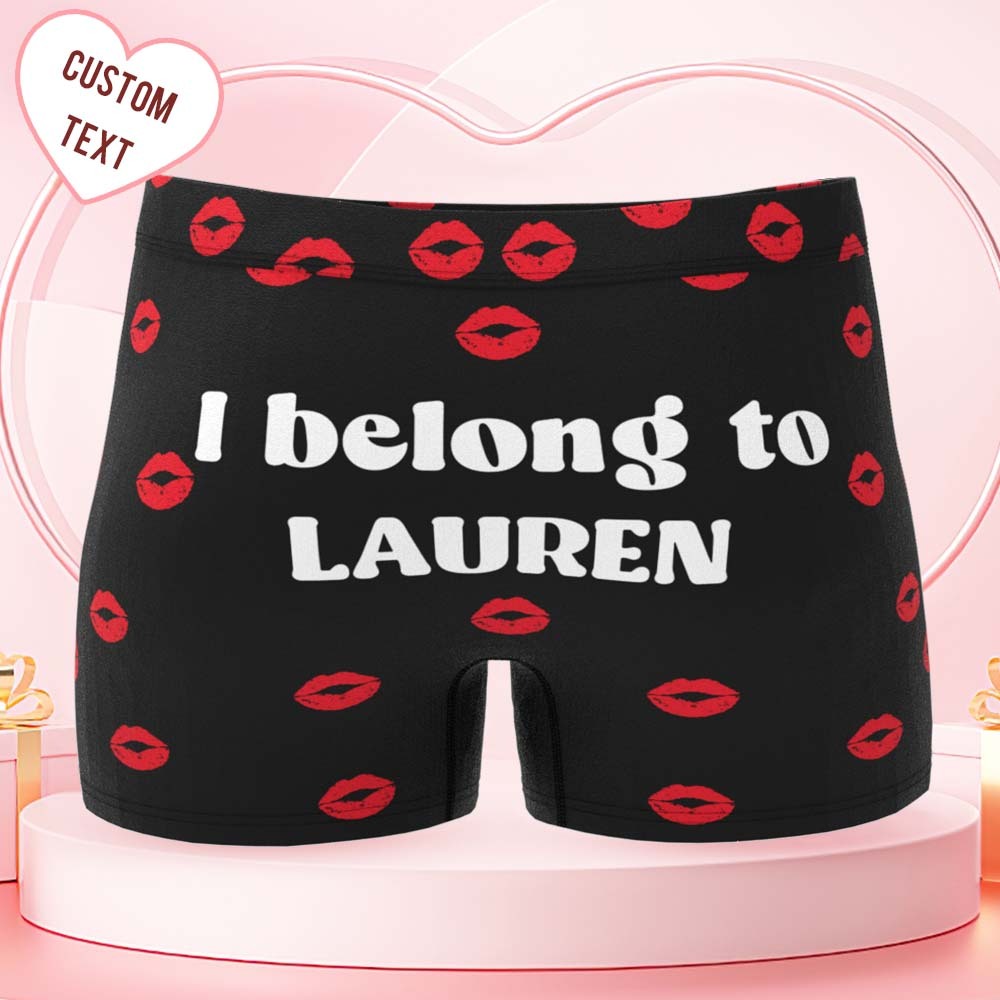 Custom Men's Boxer Shorts Personalized Romantic Boxer Briefs with Name Valentine's Day Gift - MyFaceBoxer