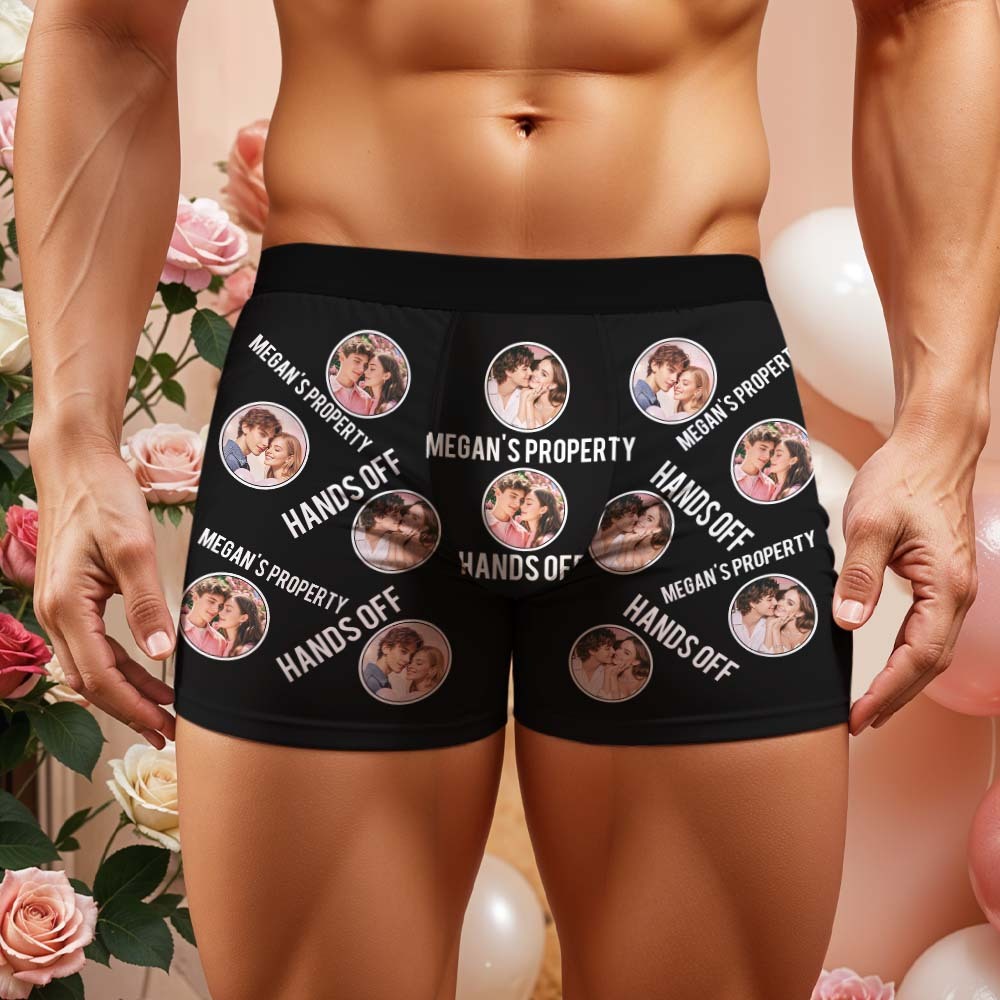Custom Men's Boxer Shorts Personalized Photo Phrase Boxer Briefs with Name Valentine's Day Gift - MyFaceBoxer