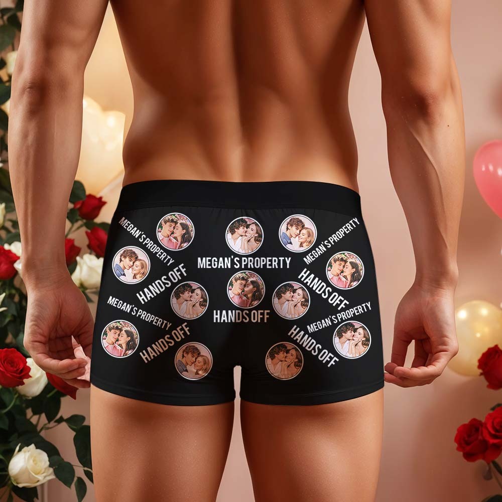 Custom Men's Boxer Shorts Personalized Photo Phrase Boxer Briefs with Name Valentine's Day Gift - MyFaceBoxer