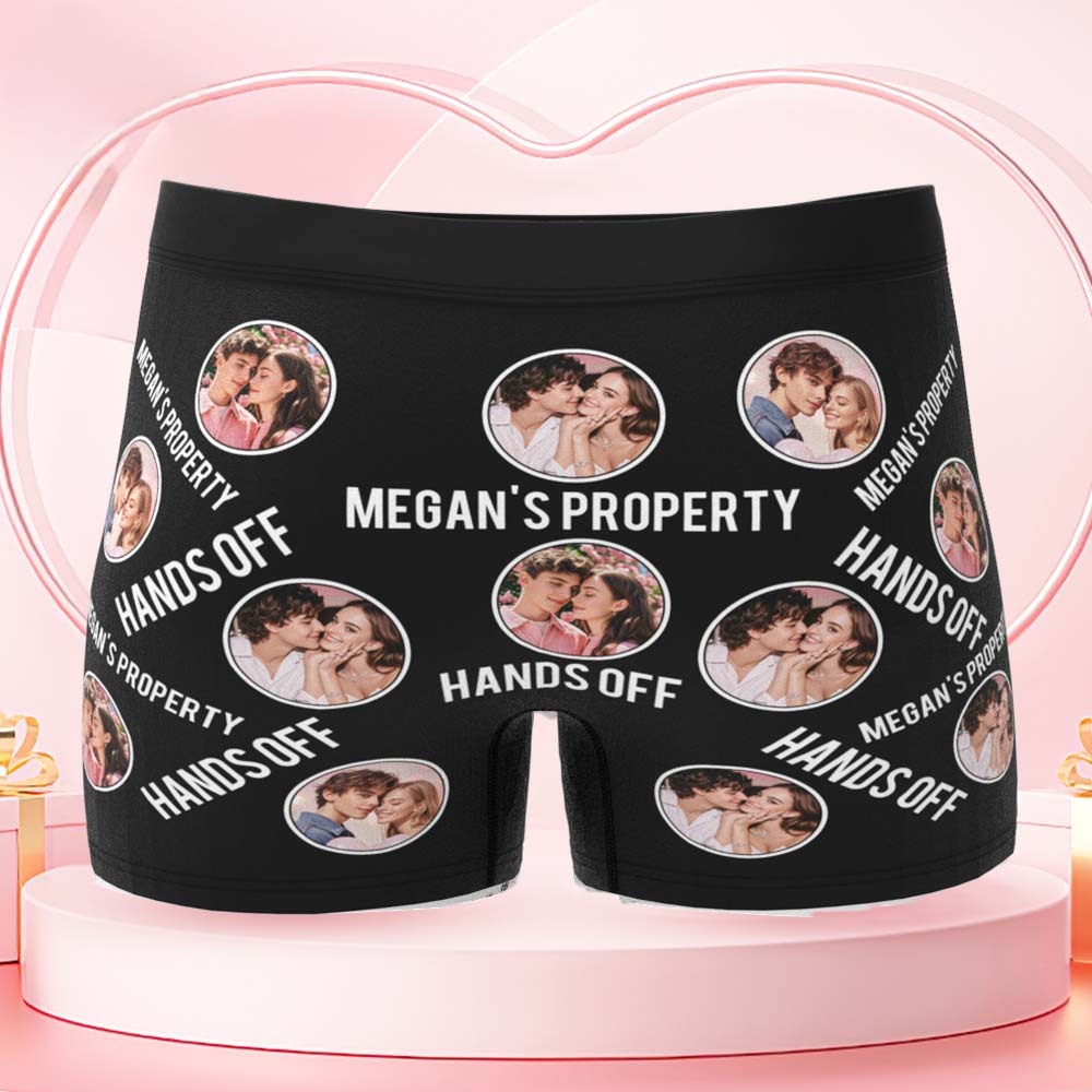Custom Men's Boxer Shorts Personalized Photo Phrase Boxer Briefs with Name Valentine's Day Gift - MyFaceBoxer