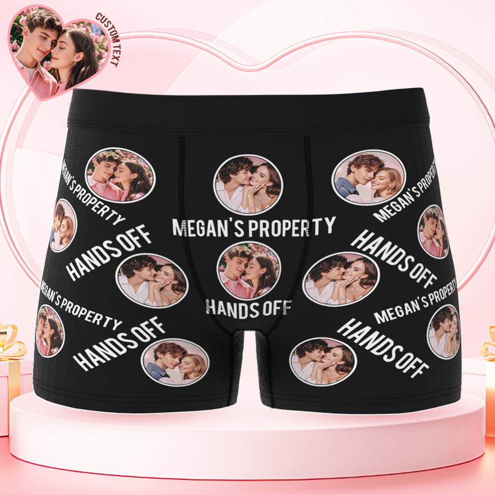 Custom Men's Boxer Shorts Personalized Photo Phrase Boxer Briefs with Name Valentine's Day Gift