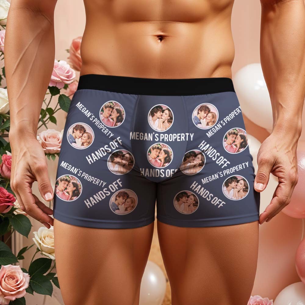 Custom Men's Boxer Shorts Personalized Photo Phrase Boxer Briefs with Name Valentine's Day Gift - MyFaceBoxer