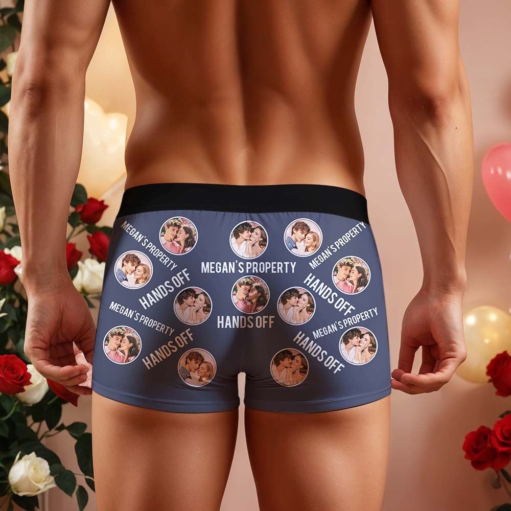 Custom Men's Boxer Shorts Personalized Photo Phrase Boxer Briefs with Name Valentine's Day Gift - MyFaceBoxer