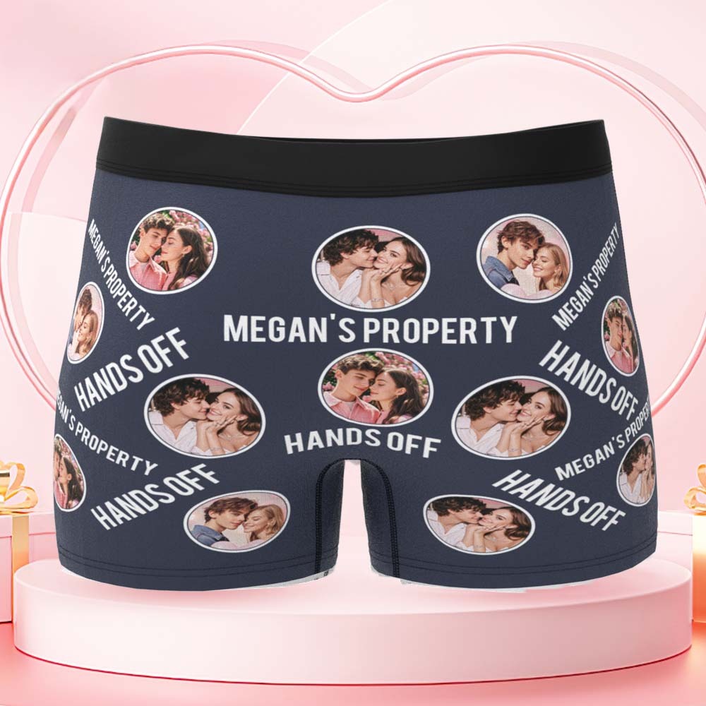 Custom Men's Boxer Shorts Personalized Photo Phrase Boxer Briefs with Name Valentine's Day Gift - MyFaceBoxer