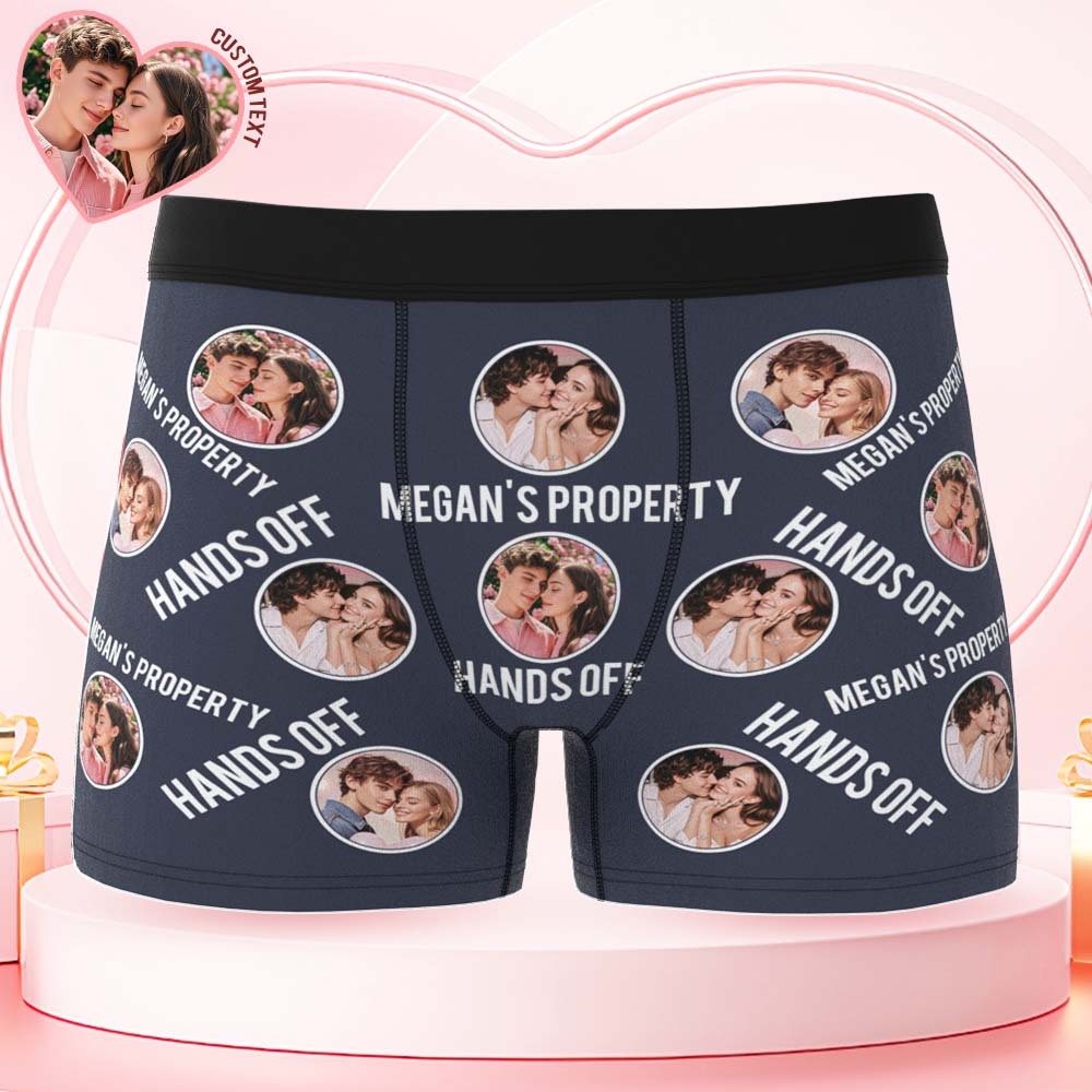 Custom Men's Boxer Shorts Personalized Photo Phrase Boxer Briefs with Name Valentine's Day Gift - MyFaceBoxer