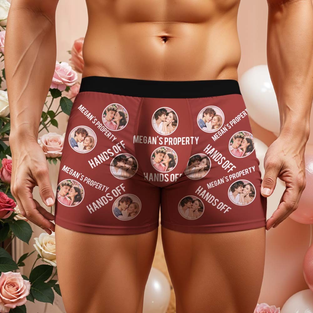 Custom Men's Boxer Shorts Personalized Photo Phrase Boxer Briefs with Name Valentine's Day Gift - MyFaceBoxer