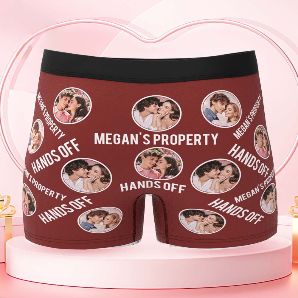 Custom Men's Boxer Shorts Personalized Photo Phrase Boxer Briefs with Name Valentine's Day Gift - MyFaceBoxer