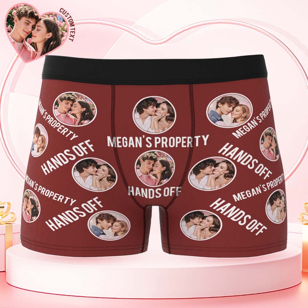 Custom Men's Boxer Shorts Personalized Photo Phrase Boxer Briefs with Name Valentine's Day Gift - MyFaceBoxer