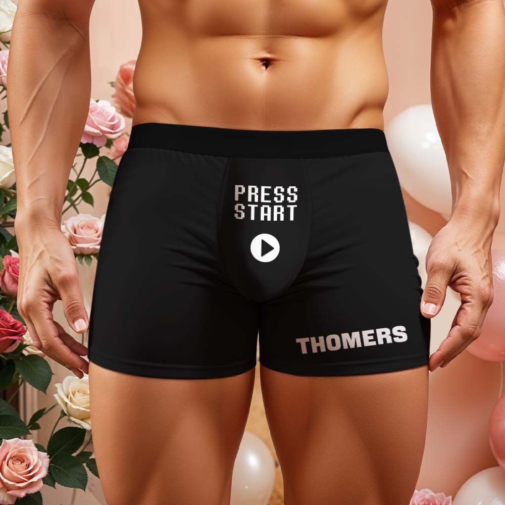 Custom Men's Boxer Shorts Game Over Personalized Name Valentine's Day Gift - MyFaceBoxer