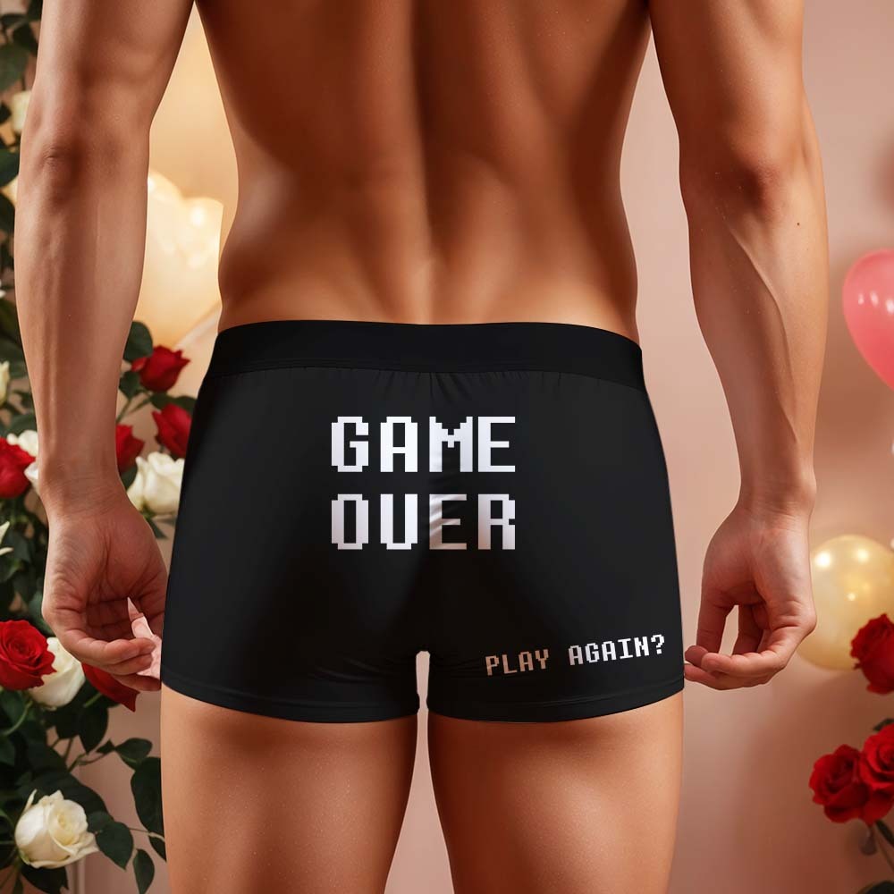 Custom Men's Boxer Shorts Game Over Personalized Name Valentine's Day Gift - MyFaceBoxer
