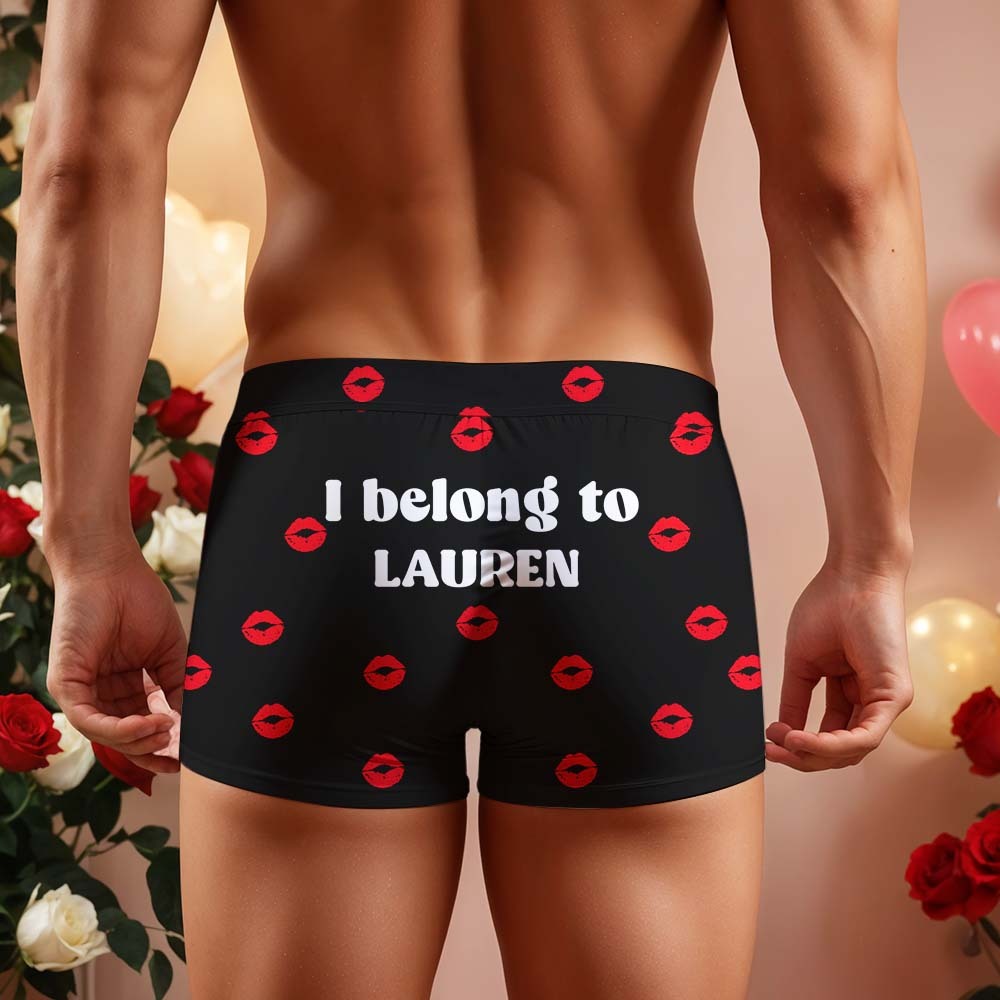 Custom Men's Boxer Shorts Personalized Romantic Boxer Briefs with Name Valentine's Day Gift - MyFaceBoxer