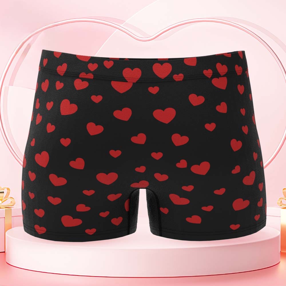 Custom Men's Boxer Shorts Heart On For Personalized Name Valentine's Day Gift - MyFaceBoxer