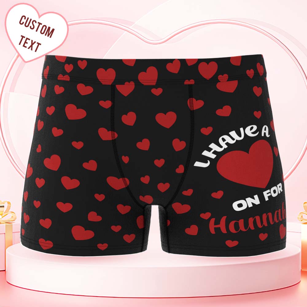 Custom Men's Boxer Shorts Heart On For Personalized Name Valentine's Day Gift