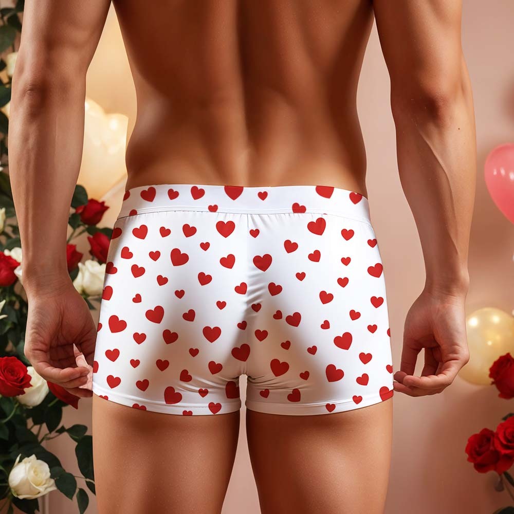 Custom Men's Boxer Shorts Heart On For Personalized Name Valentine's Day Gift - MyFaceBoxer