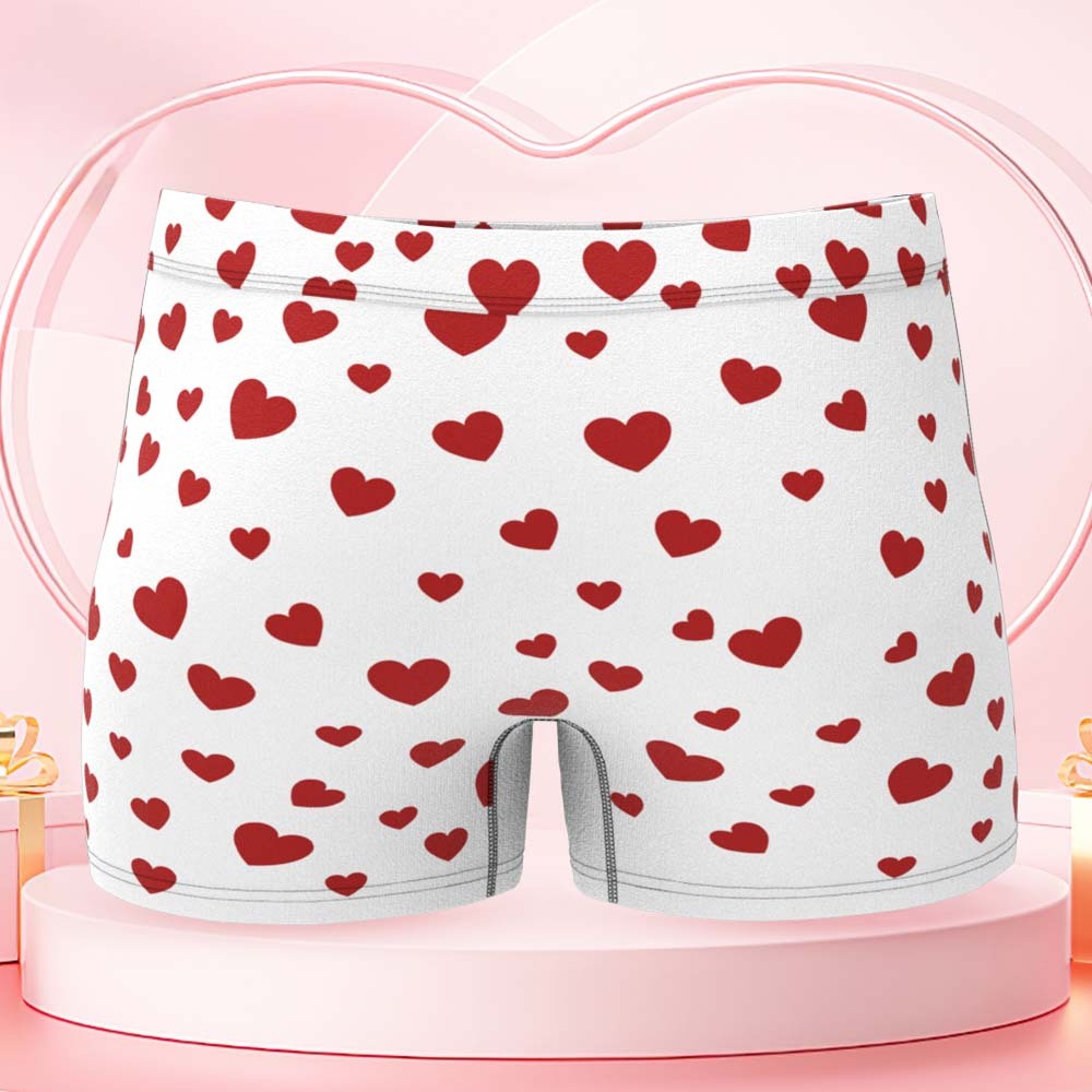 Custom Men's Boxer Shorts Heart On For Personalized Name Valentine's Day Gift - MyFaceBoxer